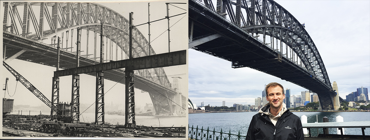 The Sydney Harbour Bridge from Lunar park then and now