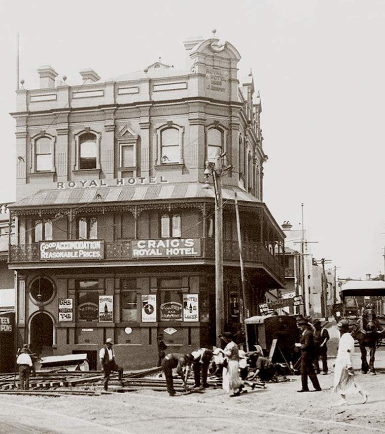 Royal Hotel Paddington tram line laying