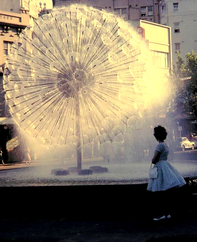 Fountain kings Cross with girl 1960s